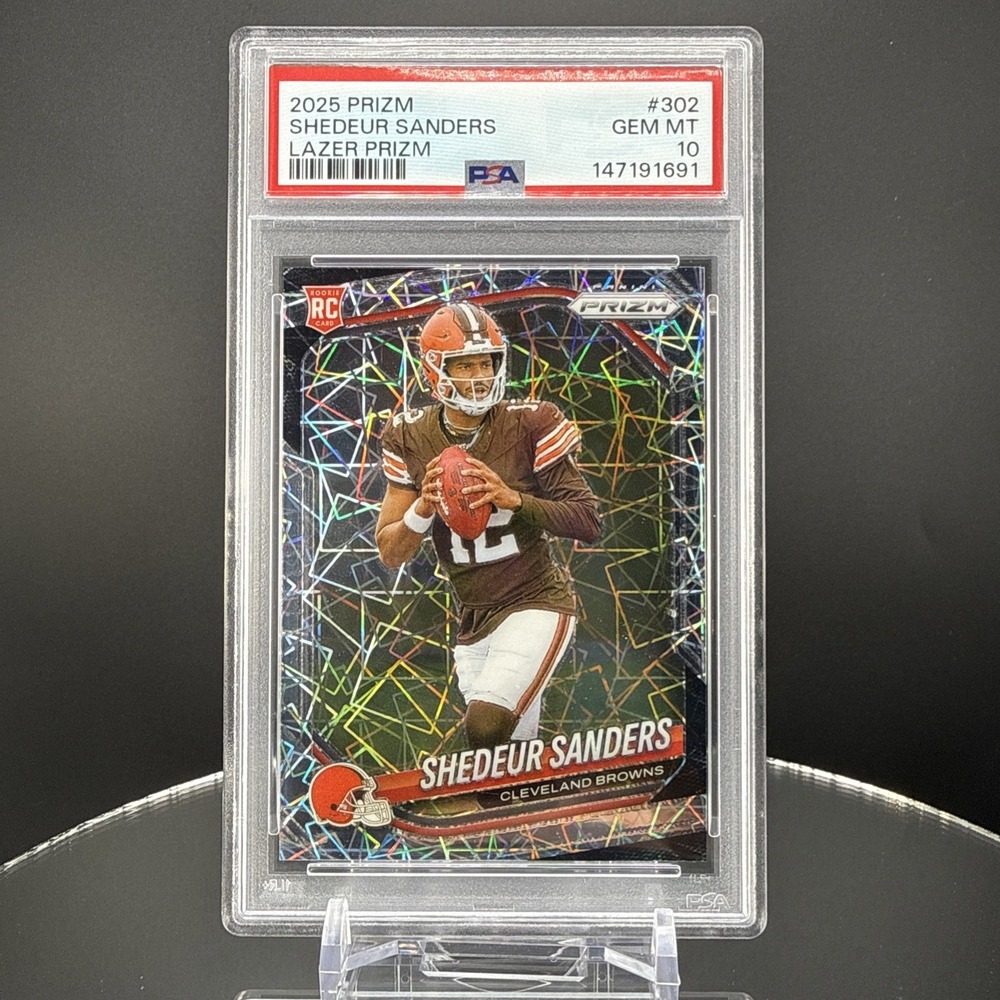 2025 Panini Prizm - Rookies Shedeur Sanders #302 Lazer Prizm PSA 10 (RC)